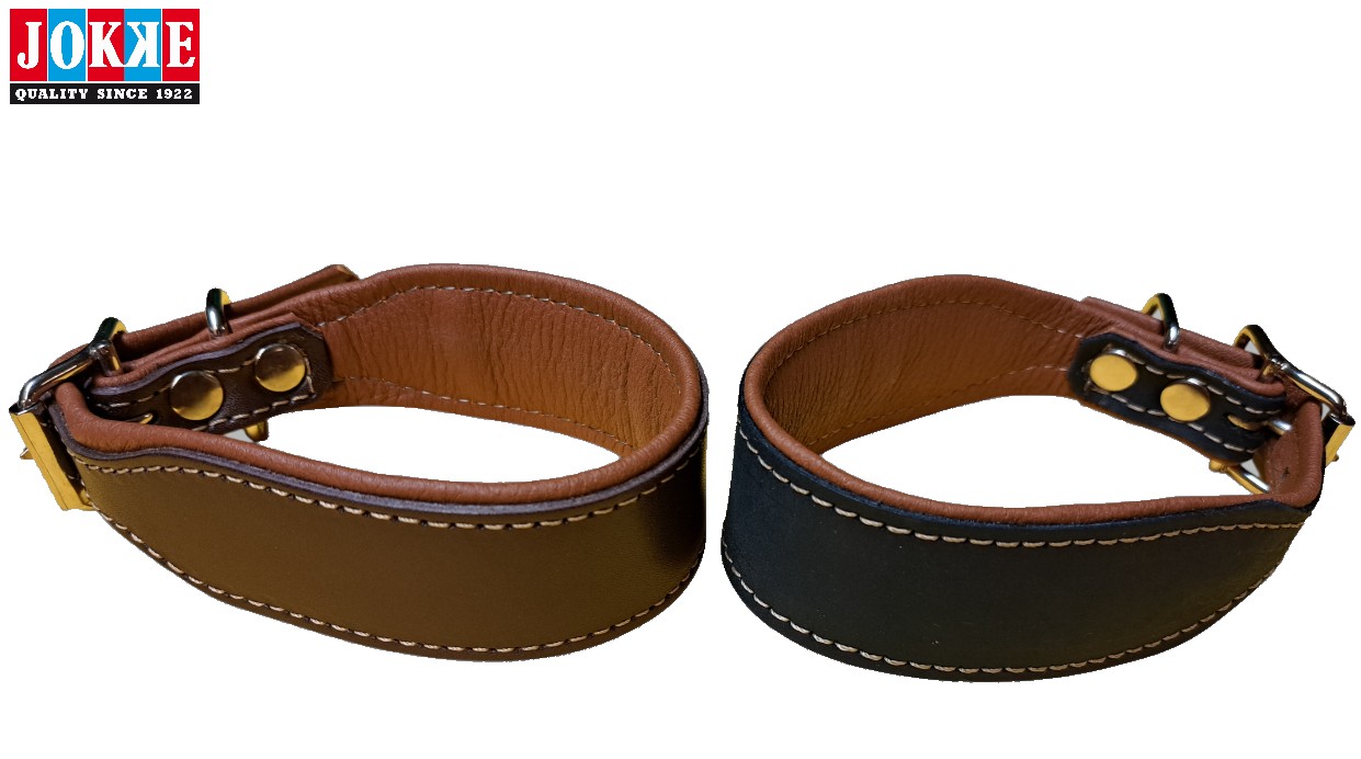 Halsband Wind i läder med detaljer i kromfärg, tillverkad i Finland.