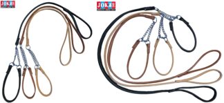 Lappo-all - utställningskoppel i mjuk rundsydd nappaskin, 6,5-7,0 mm diameter (rund del), koppel 95 cm + halsband.Tillverkad i Finland