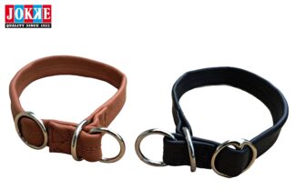 Ukko läderhalsband 20 mm bred, svart och brun, justerbar längd