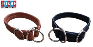 Ukko läderhalsband 25 mm bred, svart och brun, justerbar längd